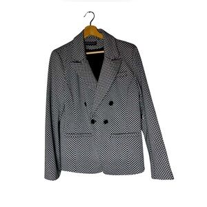 Bagatelle Herringbone Double-Breasted Blazer Jacket Black‎ White – Size L